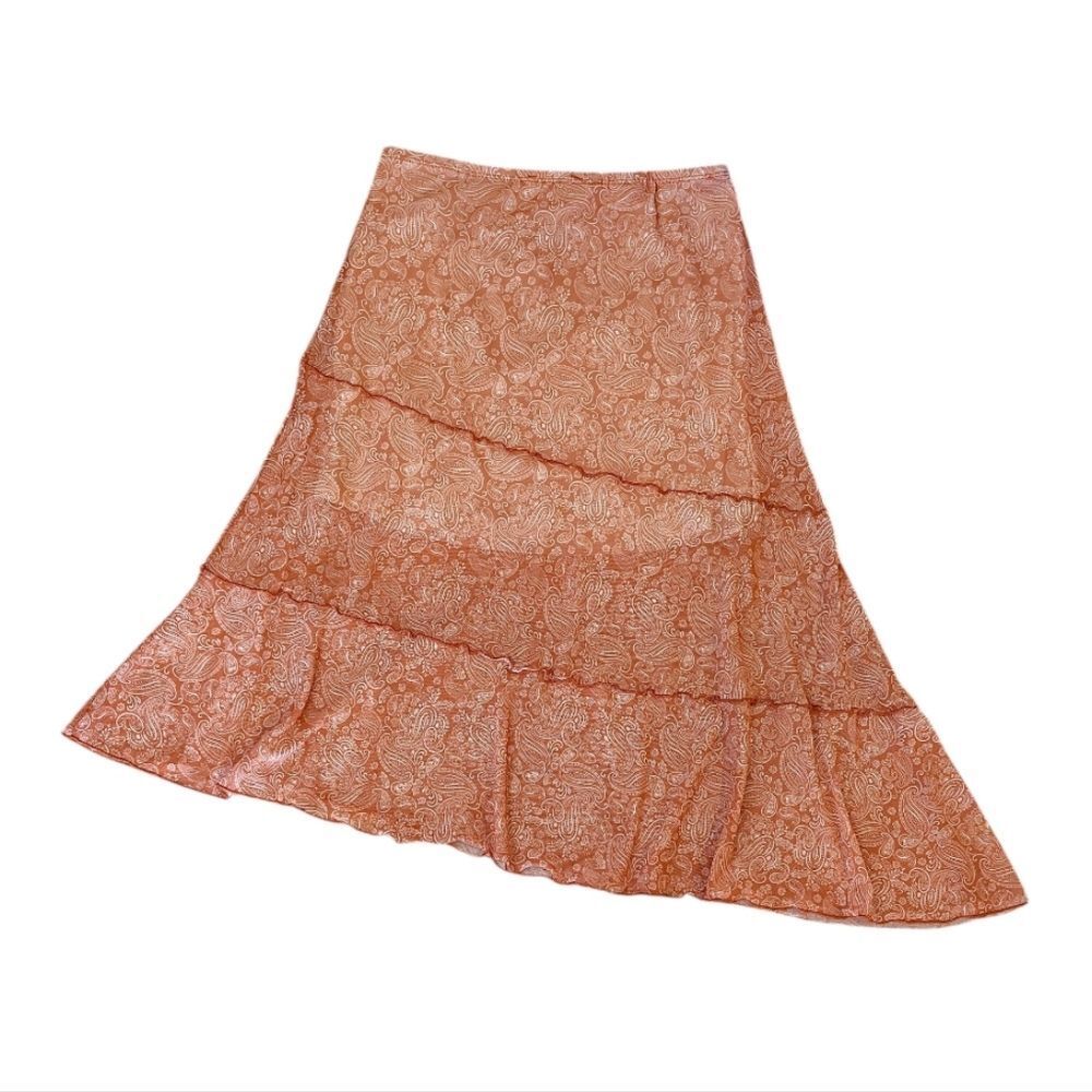 See You Monday Red Orange Paisley Two Piece Crop Top and Skirt Set Medium - Picture 9 of 13